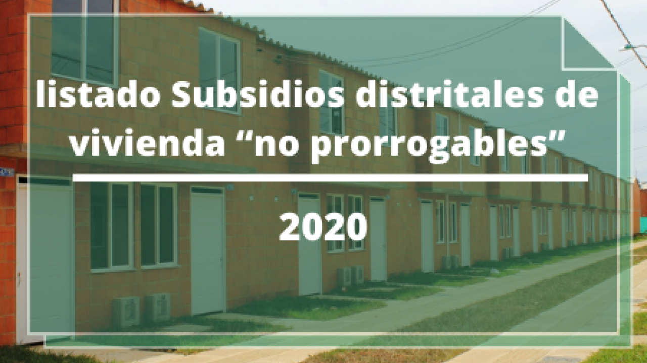 listado Subsidios distritales de vivienda “no prorrogables”